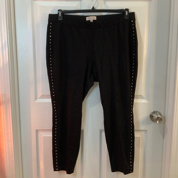 Philosophy Pants - PHILOSOPHY STUDDED ELASTIC WAIST BLACK PANTS PLUS SIZE 2X